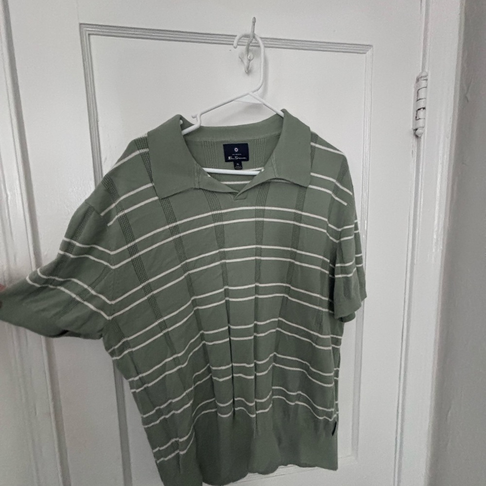 Ben Sherman Olive Striped Polo Shirt